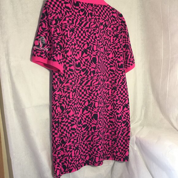 G/FORCE Men Golf Shirt Pink Black Distorted Checks Custom Embroidery on Shoulder - Picture 5 of 9